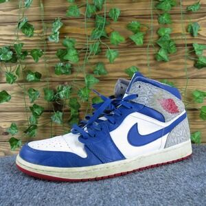 Jordan Men 1 Retro Mid True Blue Sneaker Multicolor Leather 11 Medium Used 2025